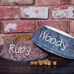 Personalised Slanted Granite Design Dog Bowls