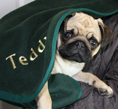 Luxury Personalised Pet Blankets In Forest Green