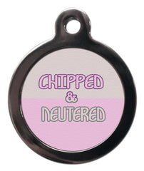 Pink Chipped And Neutered Dog ID Tag