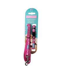 Pink Dots Reflective Puppy Collar And Lead Set by Hem And Boo