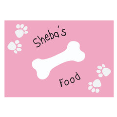 Pink Paw Print Bone Personalised Placemat for Dogs 
