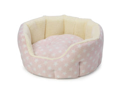 Pink Star Plush Fleece Oval Puppy Bed by House of Paws