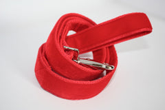 Plain Red Velvet Designer Dog Lead by Scrufts