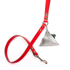 Triangle Leather Poo Bag Pouch on lead
