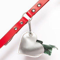 Heart Leather Poo Bag Pouch On Lead
