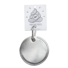Silver Circle Leather Poo Bag Pouch