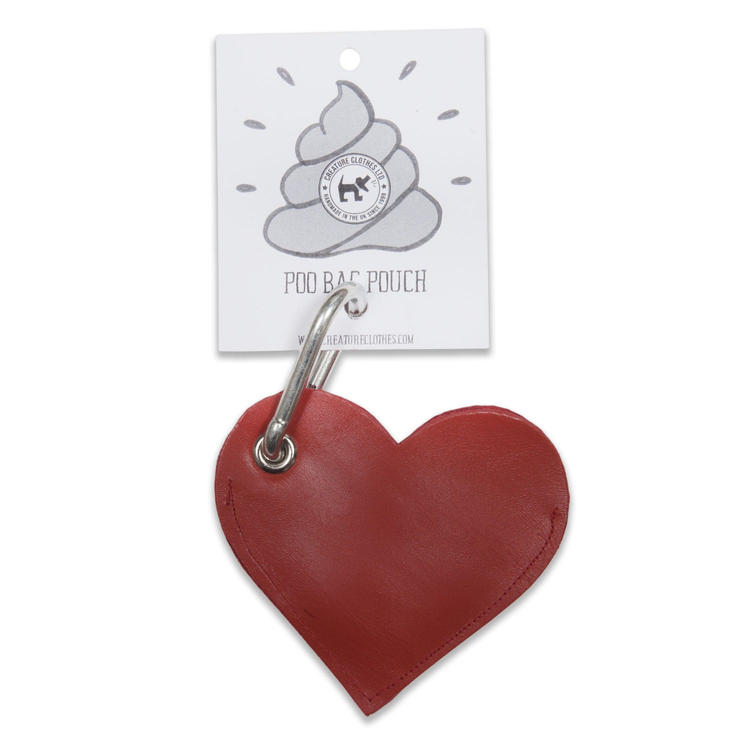 Red Heart Leather Poo Bag Pouch