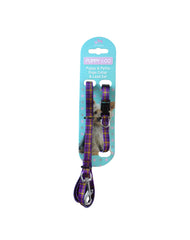 Purple Check Puppy Collar And Lead Set by Hem And Boo