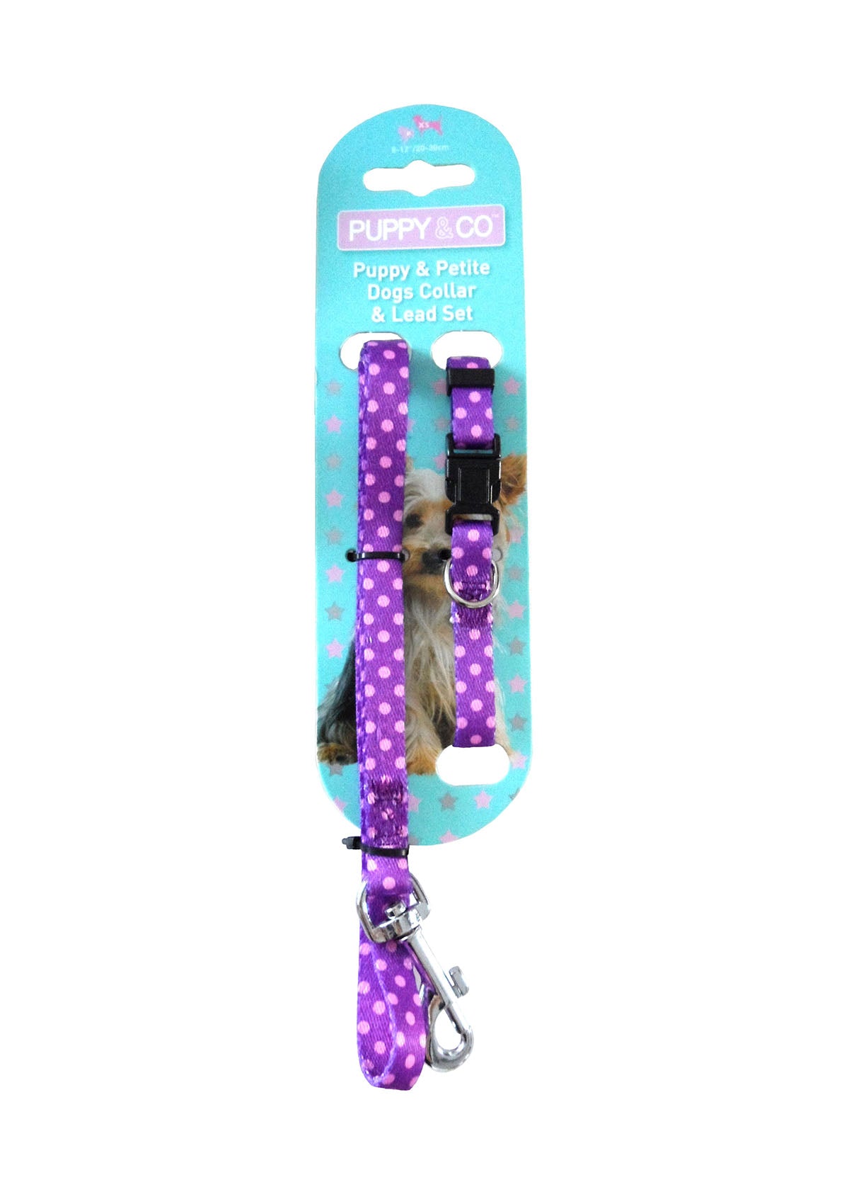 Purple Dots Puppy Collar And Lead Set by Hem And Boo