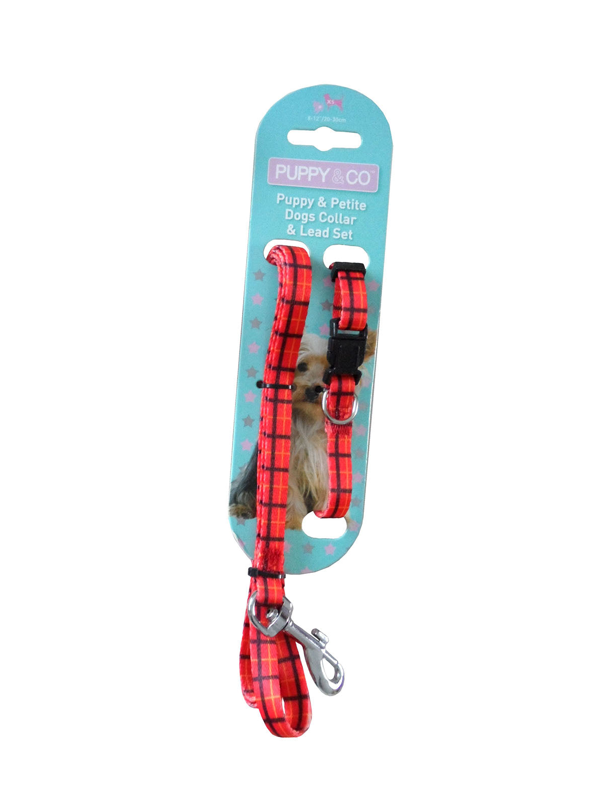 Red Check Puppy Collar And Lead Set by Hem And Boo