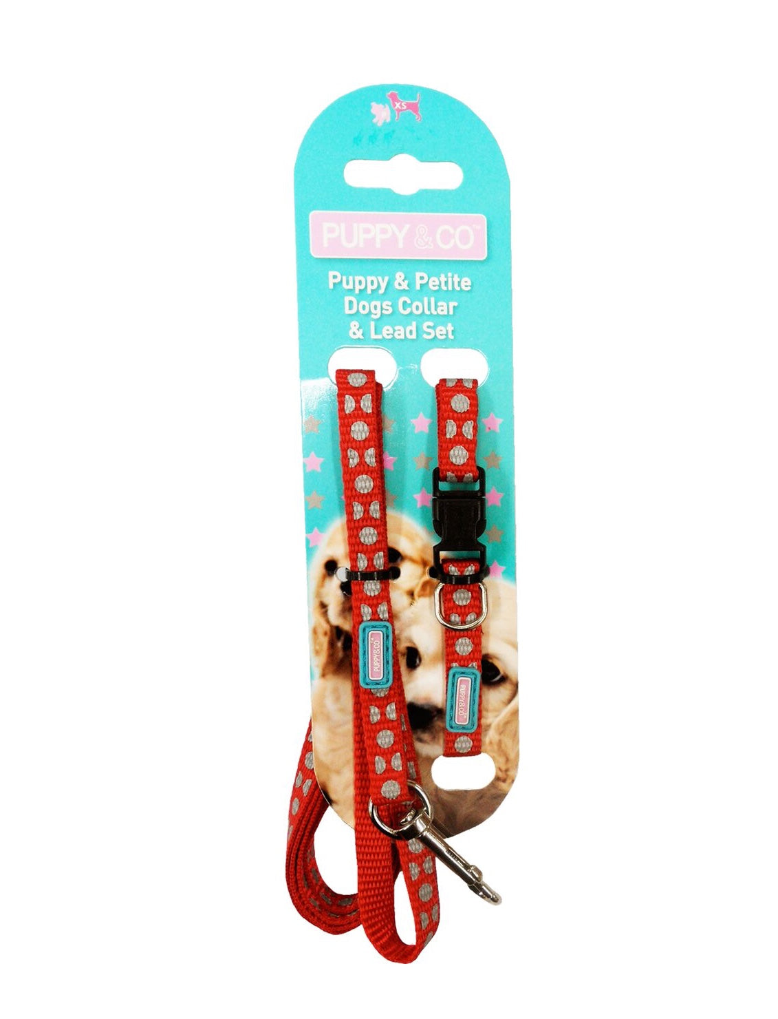 Red Dots Reflective Puppy Collar And Lead Set by Hem And Boo
