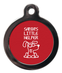 Red Santa's Little Helper Christmas Dog Tag