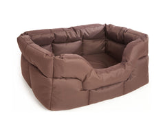 Brown Country Heavy Duty Waterproof Rectangular Drop Front Dog Beds by P&L | Made in the UK