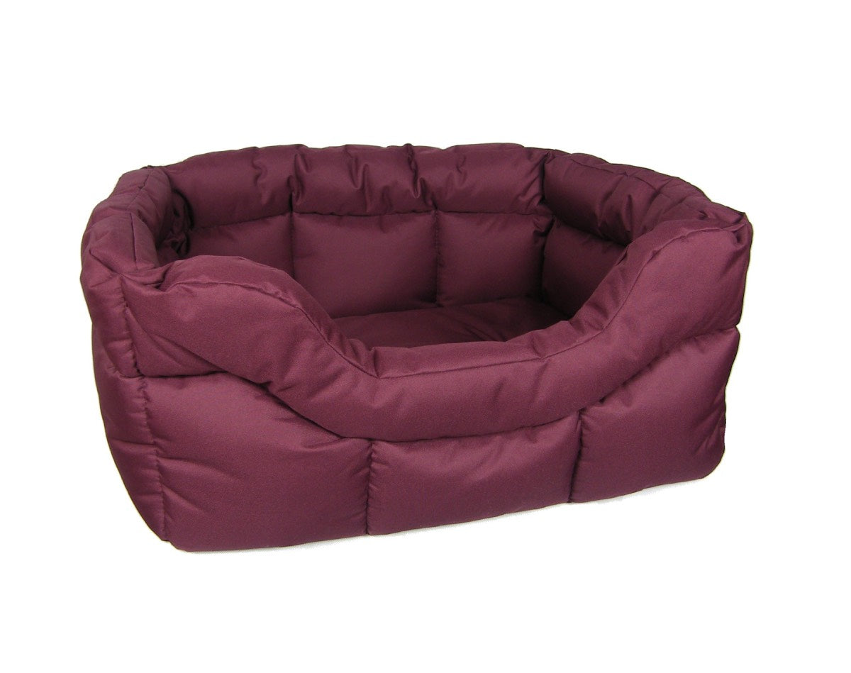 Burgundy Country Heavy Duty Waterproof Rectangular Drop Front Dog Beds by P&L | Made in the UK