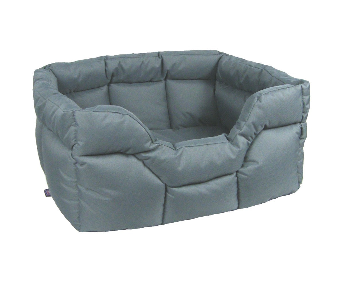Grey Country Heavy Duty Waterproof Rectangular Drop Front Dog Beds by P&L | Made in the UK