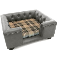 Sandringham Dog Sofa In Steel Faux Leather | Dog Chesterfields
