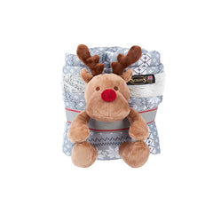 Scruffs Santa Paws Grey Christmas Dog Blanket & Reindeer Toy Gift Set