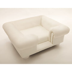 Balmoral Dog Sofa Chesterfield In White Faux Leather