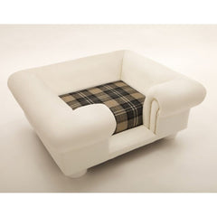 Balmoral Dog Sofa Chesterfield In White Faux Leather