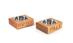 Personalised Solid Oak Single Dog Bowl | The Oak and Rope Company