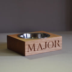 Personalised Solid Oak Single Dog Bowl | The Oak and Rope Company