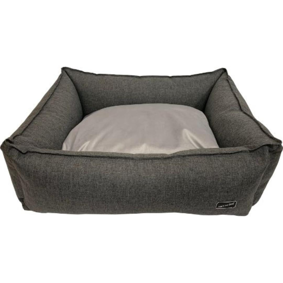 Slate Grey Luxury Box Dog Bed by Hem And Boo