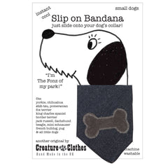 Creature Clothes Slip On Dog Bandana Grey Bone on Denim | Dog Bandanas