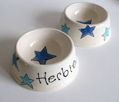 Personalised Stars Ceramic Dog Bowl
