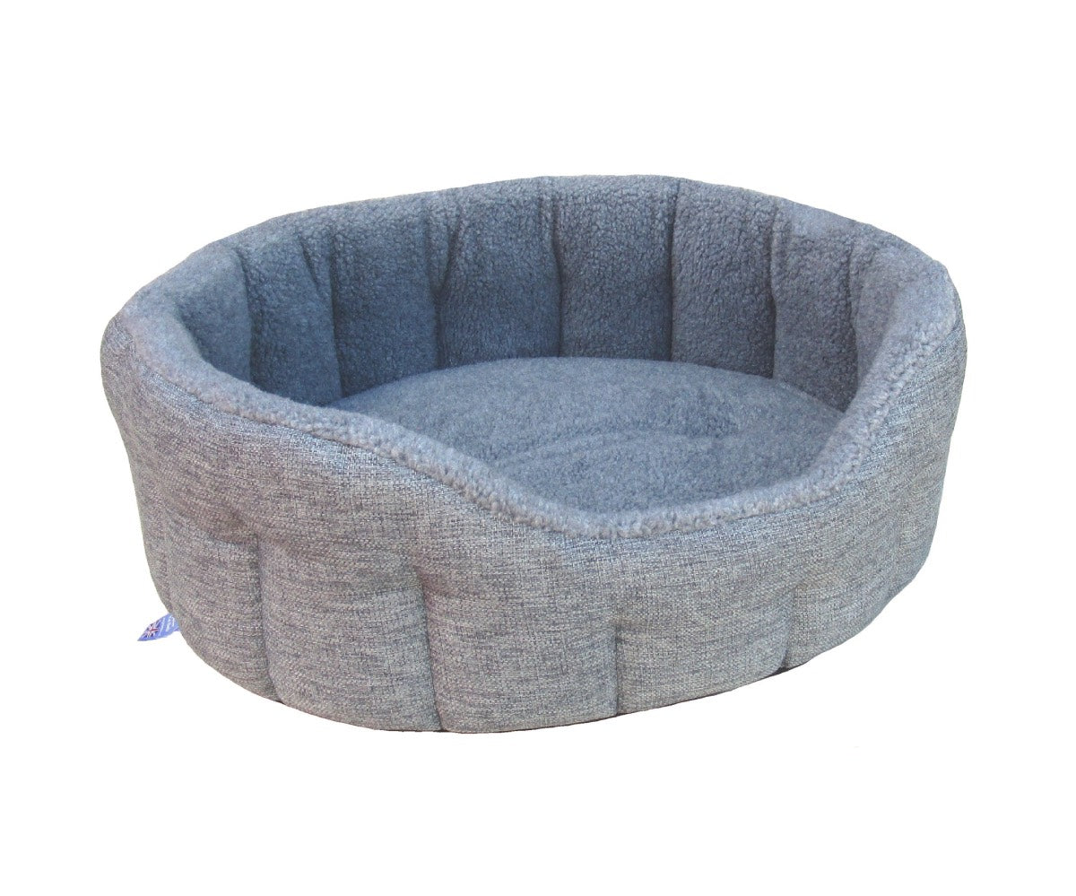 Grey Basket Weave With Grey Fleece Softee Dog Bed by P&L | UK