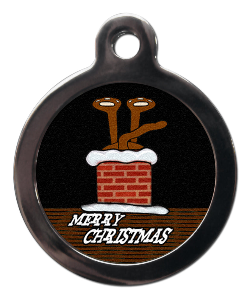 Stuck In Chimney Christmas Dog Tag