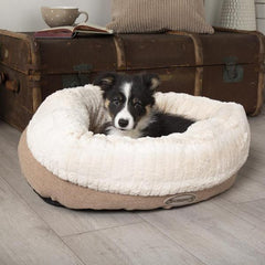 Ellen Donut Dog Bed Tan | Luxury Puppy Beds