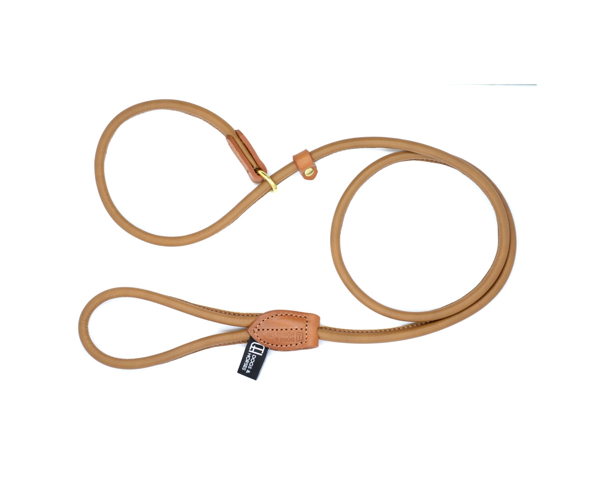 Dogs & Horses Rolled Leather Slip Lead Tan
