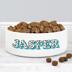 Personalised Blue Spots Name 14cm Medium Pet Bowl