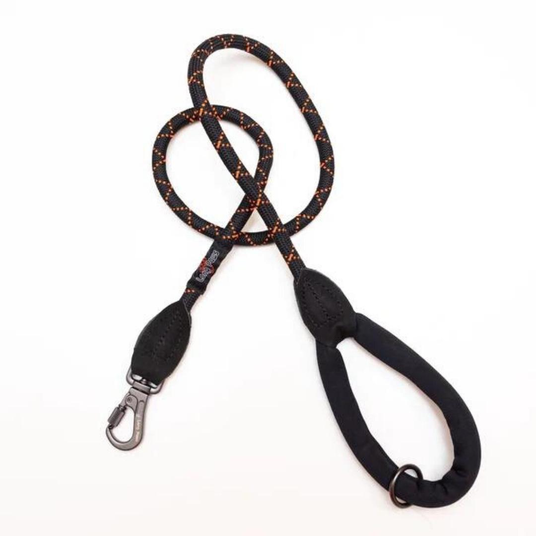 Black With Orange Comfort Collection Padded Rope Lead