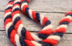 Red, White and Blue 100% British Wool Dog Slip Lead