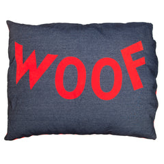 Creature Clothes Big Old Woof Dog Doza Bed In Red on Denim