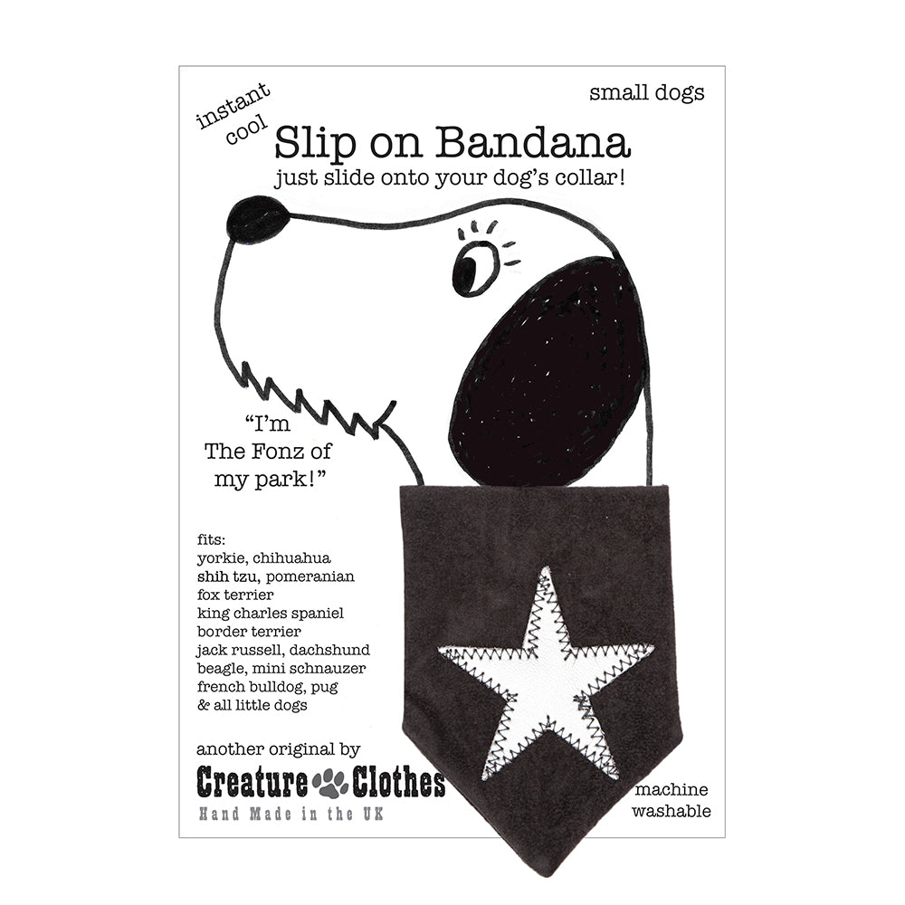Creature Clothes Slip On Dog Bandana Silver Grey Star | Dog Bandanas