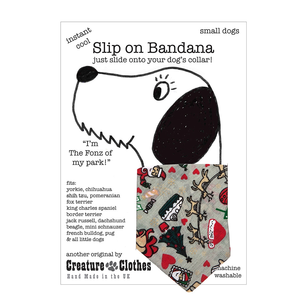 Creature Clothes Slip On Dog Bandana Santa Print