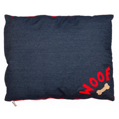 Red On Denim Woof N Bone Dog Bed | Creature Clothes