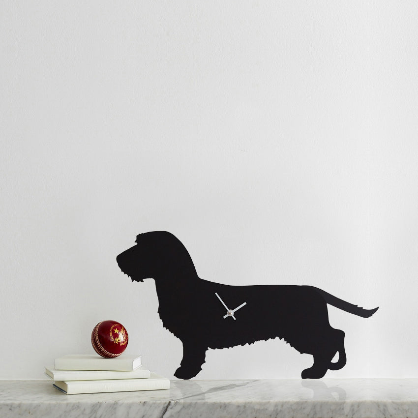 Black Wire-Haired Dachshund Clock With Wagging Tail