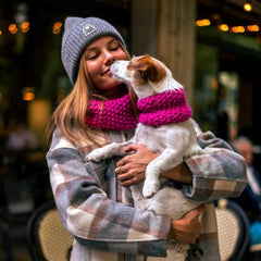 Wooldog Hand-Knitted Matching Cowls For Dog & Owner - Fuchsia Pink