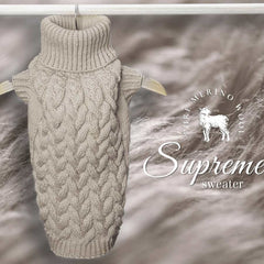Wooldog Supreme 100% Merino Wool Beige Puff Hand-Knitted Dog Jumper