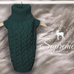 Wooldog Supreme 100% Merino Wool Royal Emerald Hand-Knitted Dog Jumper