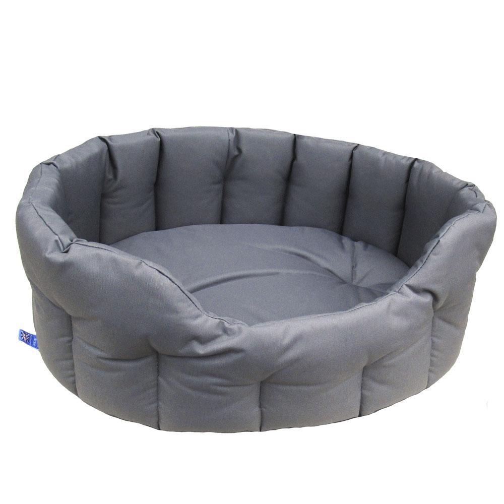 Grey Country Heavy Duty Waterproof Oval Drop Front Dog Beds by P&L | Made in the UK