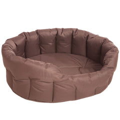 Brown Country Heavy Duty Waterproof Oval Drop Front Dog Beds by P&L | Made in the UK